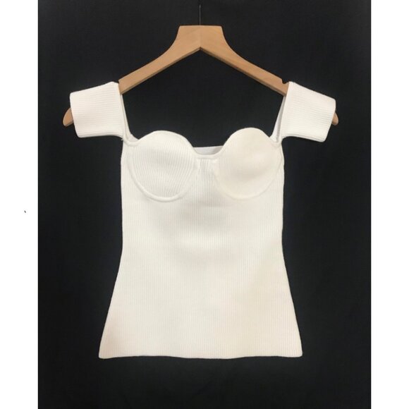 Helmut Lang Contour Banded-Sleeve Top in White - XS - NWT - Picture 5 of 9